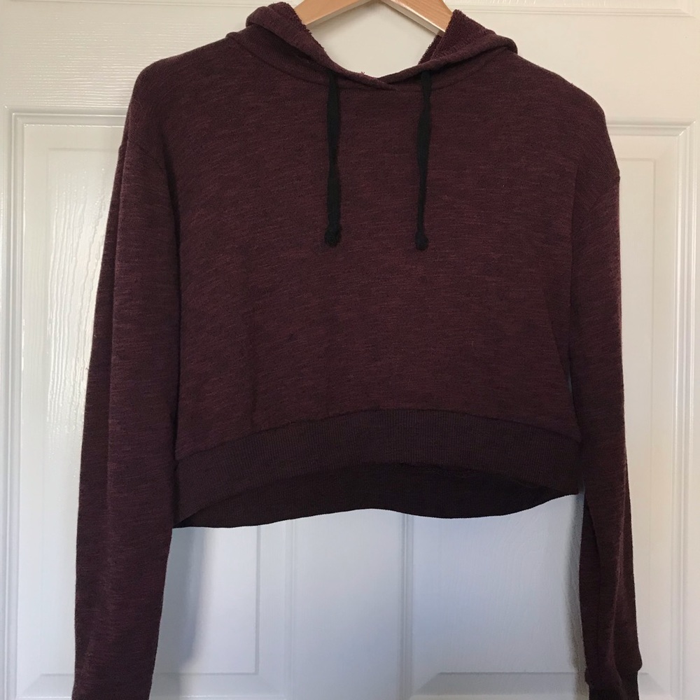 Dark maroon hoodie crop top